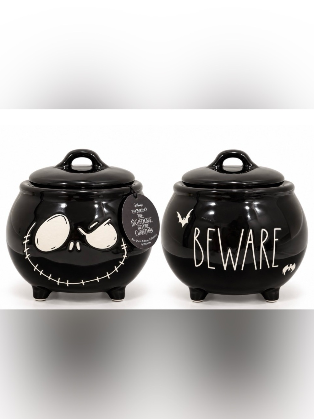 NWT Rae Dunn Disney NBC Jack Skellington BEWARE Cauldron Canister USA HTF